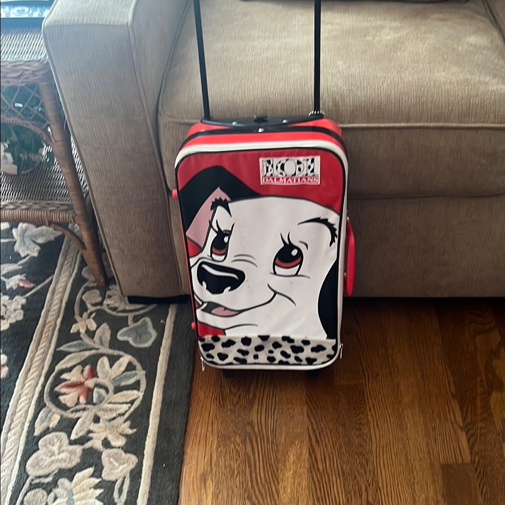 Vintage Disney 101 Dalmatians Kids Suitcase- Red and Black